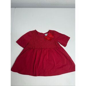 Tahari Baby RedDress Holiday Formal Classic Bow Cotton Blend Sz XS(4) Lace Trim